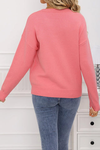 Heart Bow Graphic Valentine Sweater