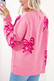 Playful Bow Pattern Casual Loose Sweater