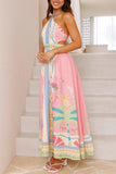 Halter Neck Floral Casual Dress