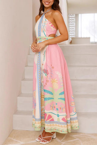 Halter Neck Floral Casual Dress