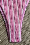 Striped Bikini Set With Halter Top