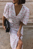 V-Neck Floral Midi Dress