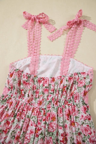 Floral Bow Strap Maxi Dress