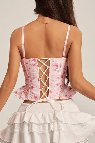 Floral Peplum Corset Tank Top