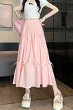 Bow-Embellished Casual Flared Skirt
