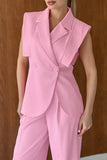 Sleeveless Blazer and Wide-Leg Pants Set