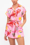 Tie-Waist Printed Romper