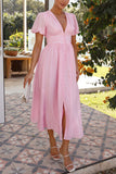 Button-Front Casual Midi Dress