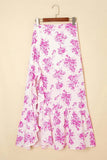 Ruffle Split Floral Maxi Skirt