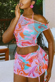 Abstract Print Two-Piece Skirt Set