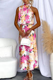 Floral Print Sleeveless Midi Dress