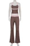 Patterned Cross-Back Pants Set