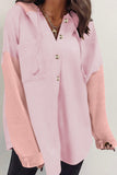 Button-Front Knit Hoodie