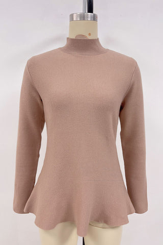 Mock-Neck Sweater with Flared Hem