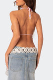 Halter Tie-Front Crochet Tank Top