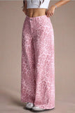 Animal Print Wide-Leg Jeans