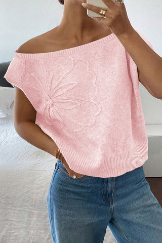 Off-Shoulder Floral-Patterned Sweater