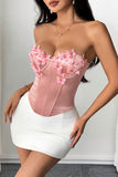 Floral Appliqué Corset Tank Top