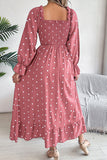 Polka Dot Smocked A-Line Dress