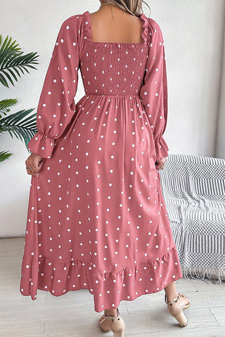 Polka Dot Smocked A-Line Dress