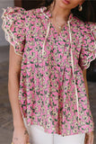 Floral Ruffle Sleeve Top