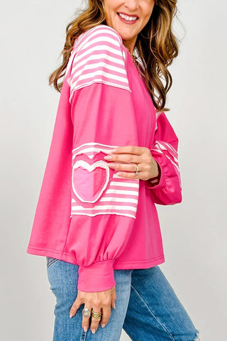 Heart Patchwork Long Sleeve Top