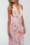 Halter Floral Maxi Dress