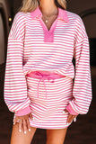 Stripe Long Sleeve Skirt Set
