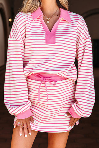 Stripe Long Sleeve Skirt Set