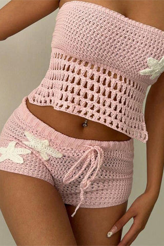 Crochet Strapless Short Set