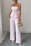 Strapless Buttoned Pants Set