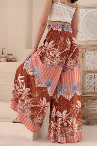 Floral Wide-Leg Casual Pants