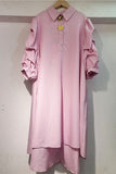 Ruffle-Sleeve Button-Front Dress