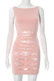 Lace Panel Cut-Out Casual Dress