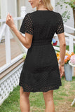 Eyelet Puff Sleeve Mini Dress