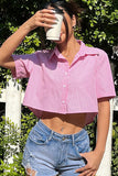 Back-Tie Striped Crop Shirt