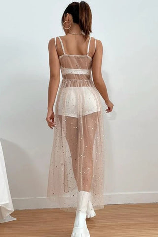 Elegant Sheer Overlay Dress