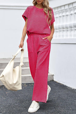 Striped Wide-Leg Pants Set