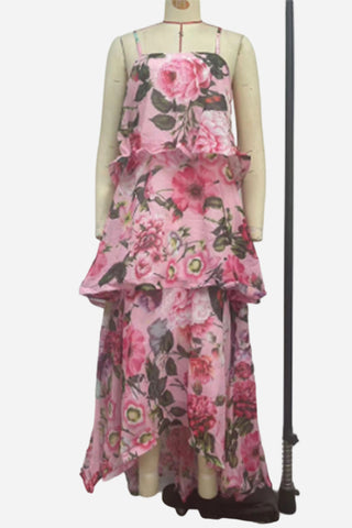 Layered Ruffle Floral Maxi Dress