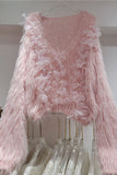 Floral Embellished Fuzzy Sweater