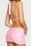 Sequin Halter Skirt Set