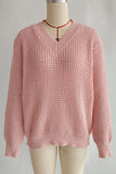 V-Neck Textured Knit Sweater