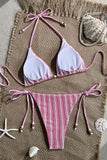 Striped Bikini Set With Halter Top
