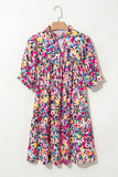 Keyhole Neck Floral Mini Dress