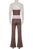 Patterned Cross-Back Pants Set