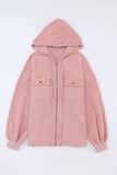 Flap Pocket Drawstring Hood Zip Jacket