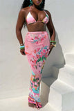 Tropical Print Bikini Set with Cover-Up