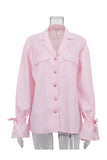 Button-Down Blouse with Tie Sleeve Detail
