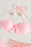 Tie-Front Bikini Set with Ruched Cover-Up