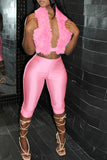 Faux Fur Vest & Cropped Pants Set